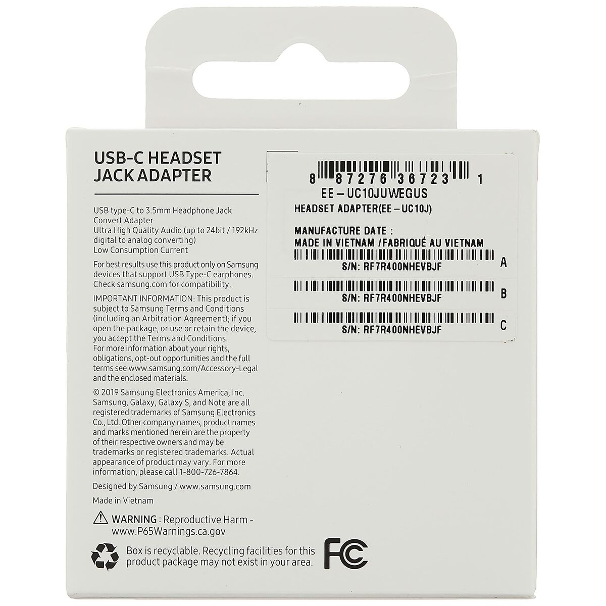 Adapter USB C na Jack 3.5 mm Samsung EE-UC10JUWE